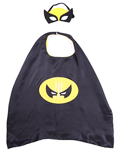 Fashoutlet Kids Satin Superhero Cape & Mask Cosplay Costume Fancy Dress - Image 3