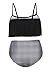 Aleumdr Womens Ruffle Crop Top High-Waisted Padded Bikini Set Swimsuit Thin Shoulder Straps Sexy Swimwear L Size Black