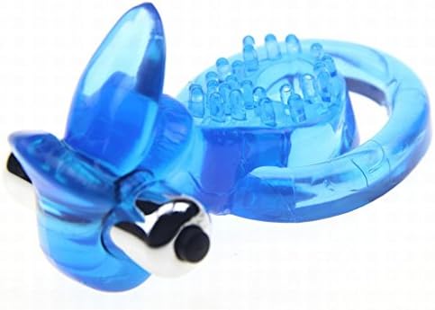 YY6YW Transparent Tongue Shape Coc-k Ring, Male E-jaculation Time P-enis Vibrating Massage Ring Adult Toys Effectively Delay for Long Time - Blue