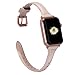 Wearlizer Nude Pink Thin Leather Compatible with Apple Watch Band 38mm 40mm for iWatch SE Womens Slim Strap Wristband Leisure Small Replacement (Rose Gold Metal Clasp) Series 6 5 4 3 2 1 Sport