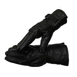 DHISHUM Leather Winter Safety Bike Riding Anti Slip Snow Protective Gloves (Black, Free Size)