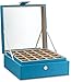 Glenor Co Earring Organizer - Classic 50 Section Jewelry Box/Case/Holder for Earrings, Rings, Necklaces, Jewelry, Cufflinks or Collections -2 Layer Small Compartments with Large Mirror - Blue