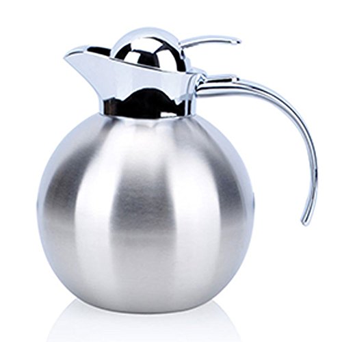 Click Here to See More Images QIN.J.FANG Creative Spherical Stainless Steel Vacuum Insulation Pot Coffee Pot, Silver