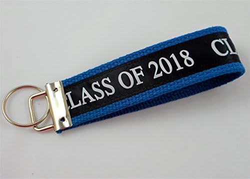 Class of 2018 Wristlet Key Fob Keychain Royal Blue