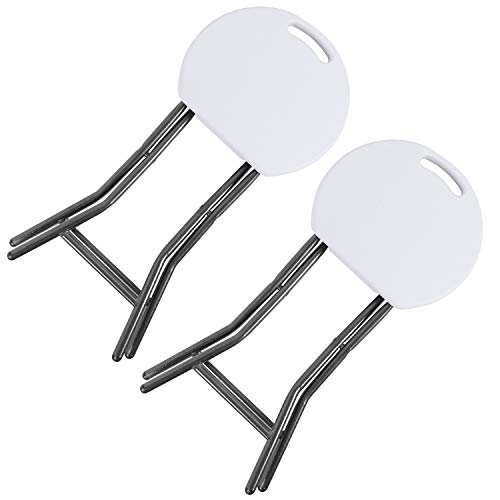 5Rcom Portable Stools Folding Lightweight Set of 2,Plastic Foldable Stool with Heavy Duty Steel Frame Legs,300lbs Capacity/18.1 inch Height/2 Pack,White