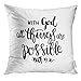 Golee Throw Pillow Cover All Things are Possible Modern Calligraphy Faith Believe Decorative Pillow Case Home Decor Square 18x18 Inches Pillowcase