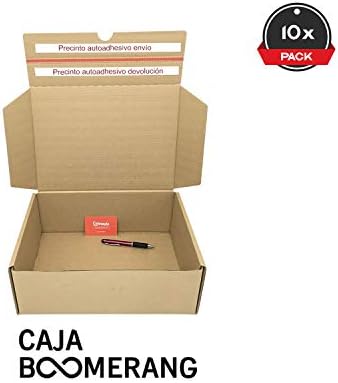 Cajeando | Pack de 10 Cajas de Cartón para Envíos (Caja Boomerang Doble Envío) | Tamaño