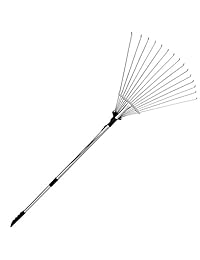 Herramientas de cocina J16A telescópica de metal de 63.0 in, ajustable plegable para limpiar rápidamente el césped y el patio, hoja de jardín, mango extensible con cabeza plegable ajustable de 20 a 22.8 in