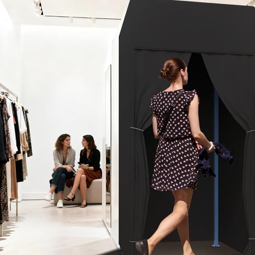 Freestanding Locker, Portable Clothing Store Locker, Simple Temporary Trial House Mobile Standing (Black, 100X100X200CM)