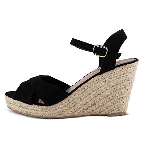 TF STAR Jute Rope Wedge Sandals for Women,Women Platform Summer Shoes