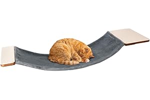 PETCOMO Cat Wall Hammock with Dual Fabric Design – Sturdy Wall Mounted Cat Bed for Large Cats, Cat Bridge, and Cat Wall Perch
