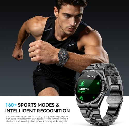 2026 Men's Round Smart Watch, 1.32 Inch AMOLED Display, 160+ Sports Modes, Fitness Watch with Heart Rate/Blood Oxygen/Blood Pressure/Sleep Monitor, IP68 Waterproof, Compatible - for Men and Women