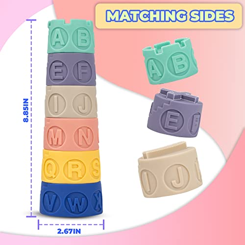 SIIZUOO Stacks of Tower Stacking Ring, Silicone Soft Teething Toy, STEM