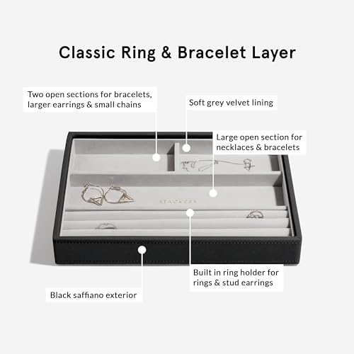 Stackers Classic Black Raffia Jewelry Box, Set of 4