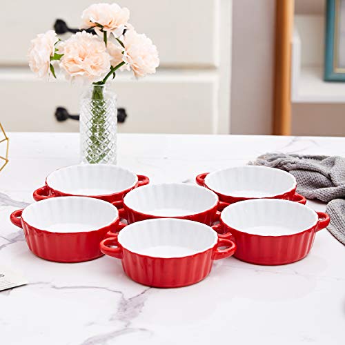 Bake And Serve 10oz. Oven Safe Set Of 6 Ceramic Souffle Dishes, Round