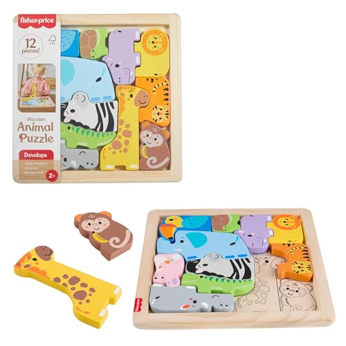 Rompecabezas infantil de animales de madera, juego de clasificación de formas con 13 piezas de madera para edad preescolar, a partir de 2 años, JFG10