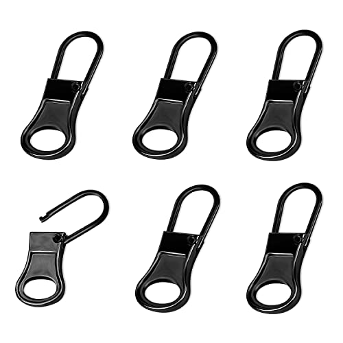 6pcs Detachable Zipper Pulls - Zipper Repair Kit for Jacket, Pants, Coat, Shoes, Suitcase, Backpack (Dark Grey)