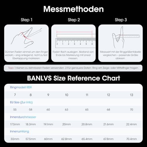 BANLVS Smart Ring for Men and Women, Fitness Ring IP68 Waterproof Heart Rate / SpO2 / Sleep Tracker (Black, 9)