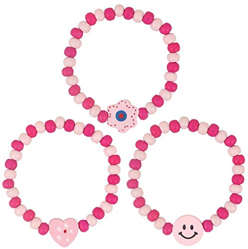 HENBRANDT BRACELET WOOD BEAD 16CM 3 ASTD PINK