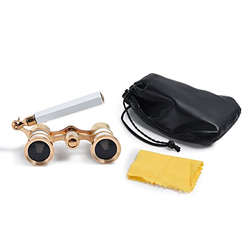 Uarter Opera Glasses Theater Vintage Binoculars with Handle Silver with