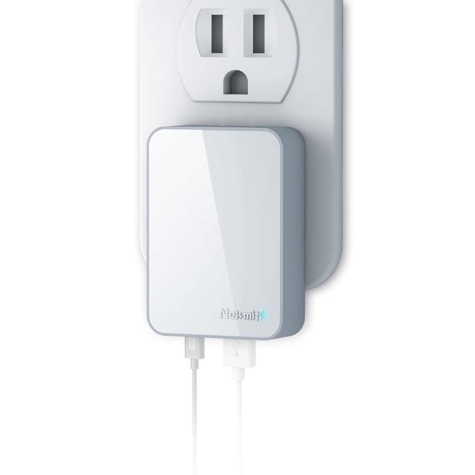 Nekmit USB C Charger, 60W Slim Fast Wall Charger Foldable for Travel, Thin Flat Dual Port with PD 3.0 & GaN Tech for Laptops, MacBook, iPad Pro, iPhone 14/14 Pro / 14 Pro Max, Pixel, Galaxy