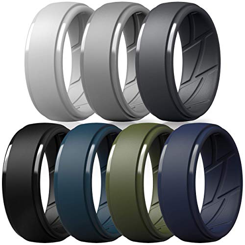 Thunderfit Silicone Wedding Ring For Men Breathable With Air Flow Grooves 10mm Wide 2 5mm Thick Light Grey Dark Grey Navy Blue Grey Olive Green Dark Blue Black Size 10 5 11 20 6mm Pricepulse