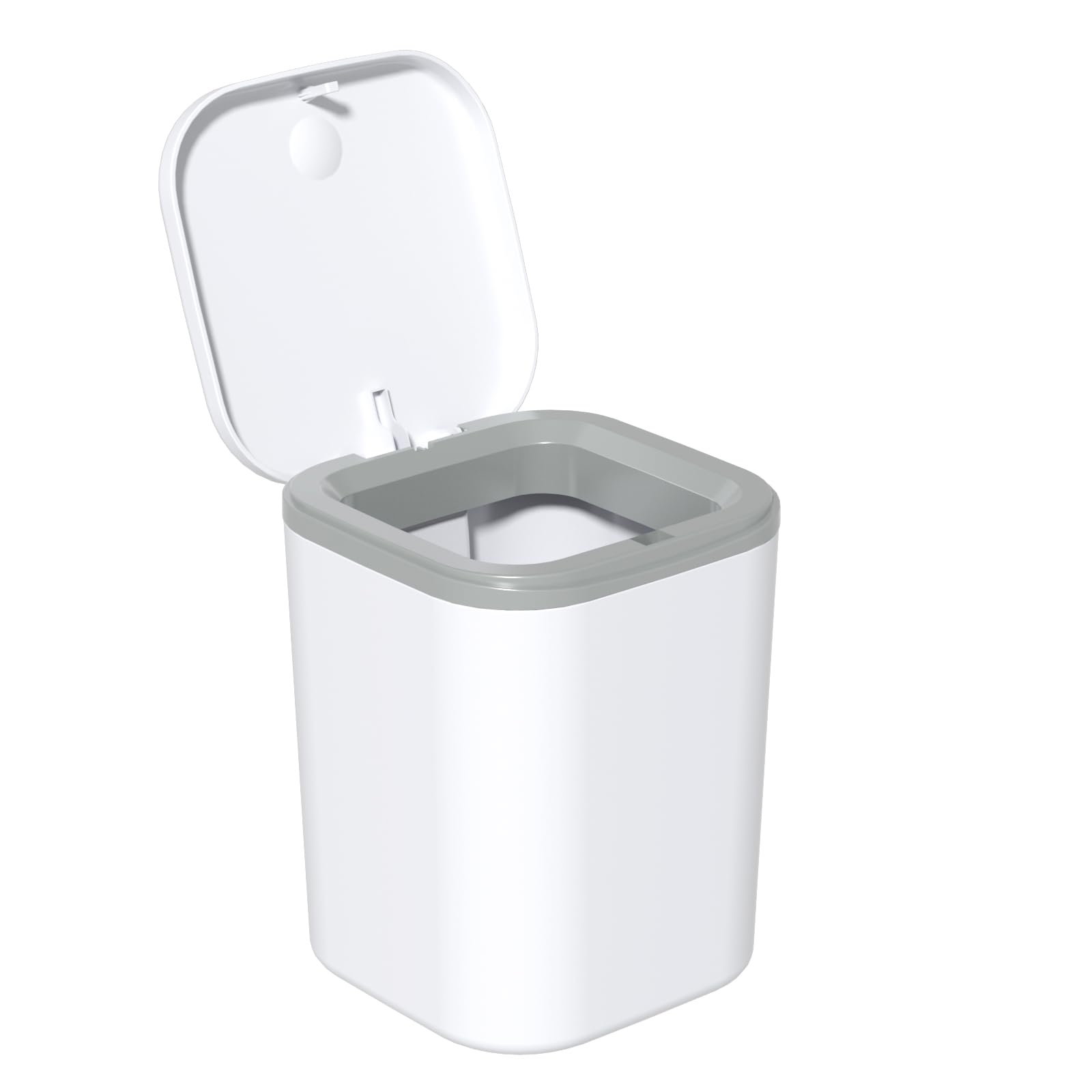 Xowine 2 L Tiny Desktop Trash Bin, Mini Plastic Push-button Trash Can (White)