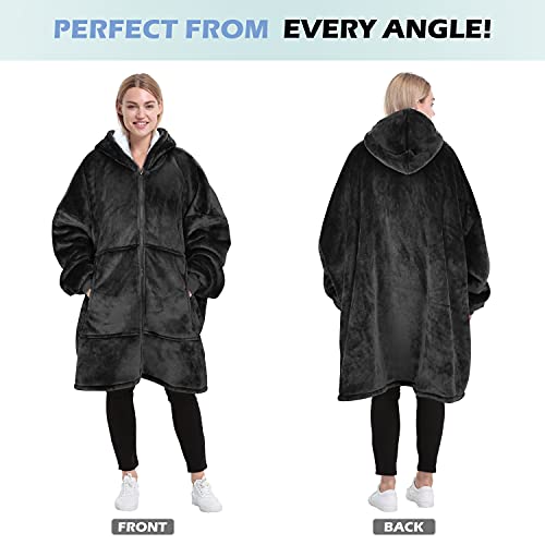 Catalonia Zip Up Blanket Hoodie Sweatshirt, Oversized Sherpa Pullover