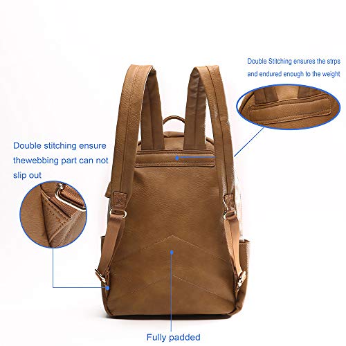 Leather Diaper Bag by miss fong, Diaper Bag Backpack with USB Charger and Insulated Pockets
