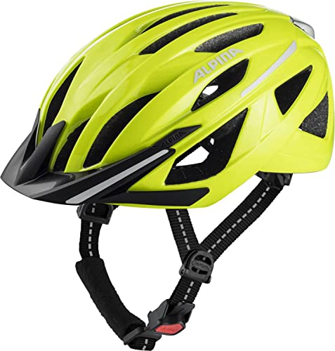 ALPINA HAGA - Stoßabsorbierender, Sicherer & Optimal Anpassbarer Urban Fahrradhelm Mit Integriertem LED-Licht Für Erwachsene, be Visible Gloss, M (55-