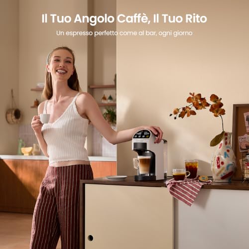 Magician2 Macchina da Caffè a Cialde e Capsule 5 in 1 per Casa e Ufficio | Adatto per ESE 44mm, Nespresso, Dolce Gusto, A Modo Mio, Macinato - Auto-Lock, TouchLED, Volume/Temp Regolabili, Preinfusione