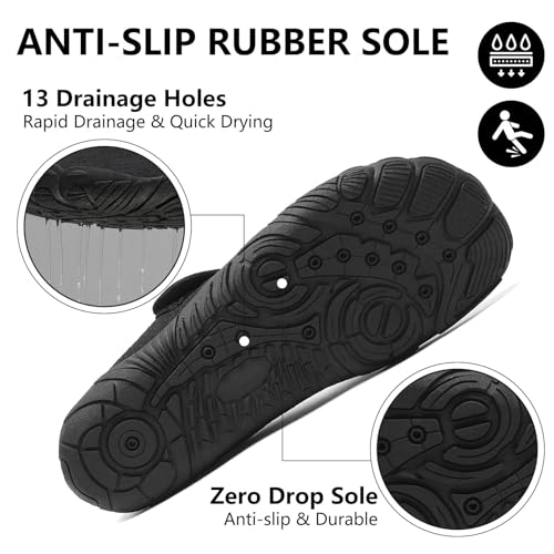 MISHANSHA LIGHTWEIGHT AQUA SHOES FOR MEN BREATHABLE BAREFOOT SHOES WOMEN OUTDOOR BEACH POOL SPORT QUICK DRY MENS SWIMMING SHOES BLACK SIZE 9 WOMEN/7 MEN