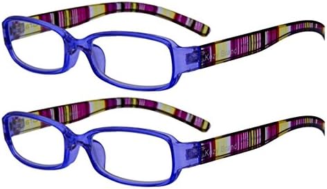 Reading Glasses for Women Stylish Colorful Readers with Matching Case and Cloth (Purple Grape 2p, 2.0)