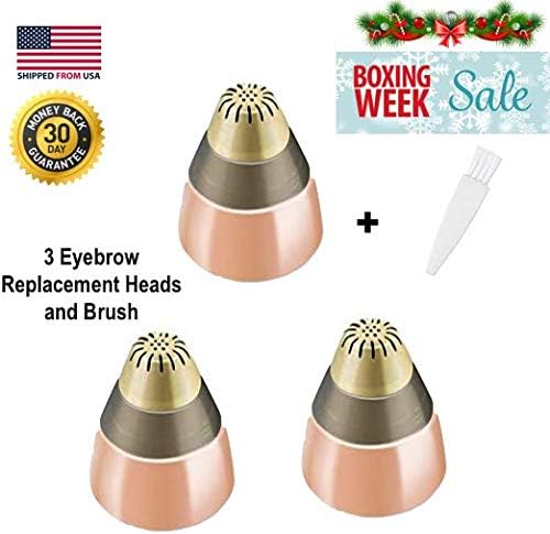 Eyebrow Hair Removal Replacement Heads, STOUCH Brow Hair Remover for Women's Trimmer Shaper Epilator, As Seen on TV, Rose Gold … (3 Heads)