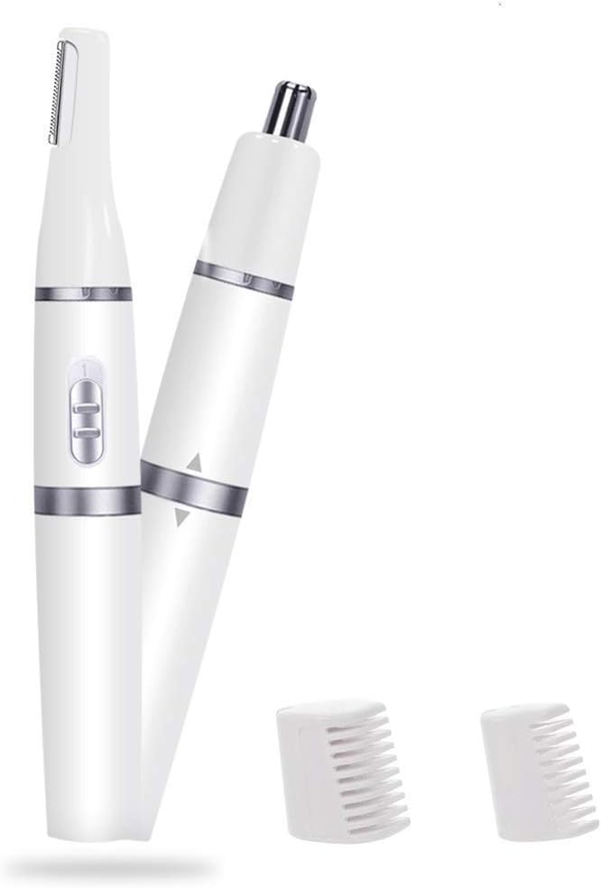 Nose Hair Trimmer for Women Men Electrical Ear & Nose Hair Clippers Portable 2 in 1 Professional Painless Hair Trimmer for Eyebrows, Beard and Leg Wet/Dry Easy Cleaning Battery-Operated