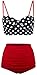Angerella Polka High Waisted Cute Bikinis Swimwear Bathing Suit (BKI031-R1-L), Red-Two, US6-8=Tag Size L