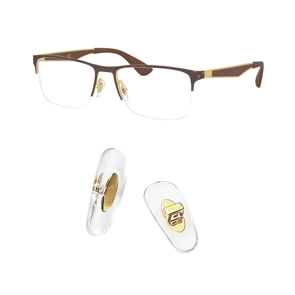 HiCycle2 Sunglasses Nose Pads Replacement for Ray Ban RB6335 Glasses 14mm Repair Kits,Push-in Nose Pads Silicone Nose Pads Bonus Lens Cloth (gold)