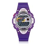 Cool Pasnew LED 100M Waterproof Digital Sport Watch for 5-15 Years Old Boys Girls Kids Students (Purple)