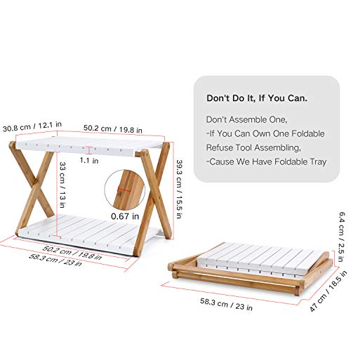 Nnewvante-Desk-Shelf-Foldable-Shelving-Unit-Printer-Stand-Multifunction-2-Tiers-Bamboo-Storage-Organizer-for-Books-Fax-Machine-Scanner-Files-Home-Office-Desktop-Floor-White