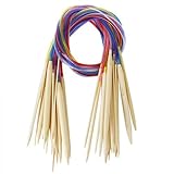 Tinksky 18 Pairs of 80cm Professional Colorful Tube Circular Bleached Bamboo Knitting Needles Crochet Needles (2.0mm to 10mm)