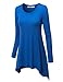 Lock and Love LL WT953 Womens Round Neck Long Sleeve Rib Trapeze Tunic Top XL Royal_Brite
