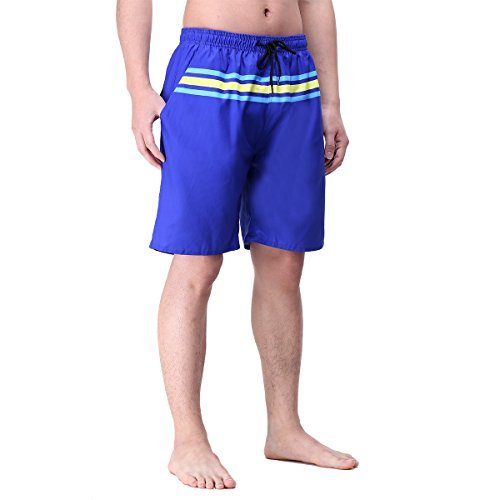 youvimi Men Stripe Quick Dry Swim Trunk With Mesh Lining