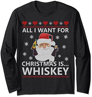 Unisex All I Want For Christmas Is Whiskey Ugly Christmas Sweater XL: Black