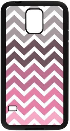 Gray Hot Pink Chevron Gradient Zigzags Personalized Custom Samsung Galaxy S5 Best Rubber &amp; Plastic Case