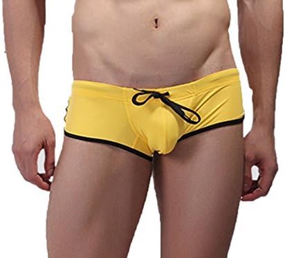 Men's Summer Fashion Swimwear Swimming Trunks Underwear (Yellow Size XL)