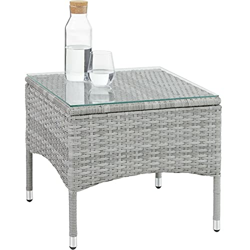 Yeer Poly Rattan Sitzgruppe Rattanmöbel Gartenset Gartenmöbel Essgruppe hellgrau – Bild 5