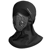 ROCK BROS Ski Mask Balaclava Fleece Motorcycle Cycling Thermal Outdoor Warm Windproof Face Mask Black (Black Mask)