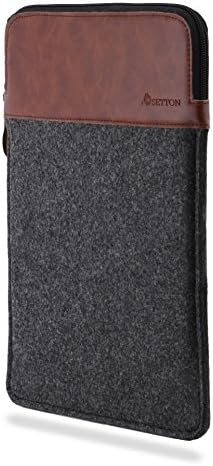 12-Inch New MacBook Sleeve Wool Felt Case Carrying Bag With Zipper Closure Grey/Brown by SettonBrothers