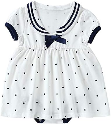 Baby Nest 売れ筋ランキング 夏 ベビー服 スカート付き 半袖ロンパース 赤ちゃん ワンピース 女の子 コットン100 水玉 5色 セーラー風