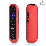 [2-Pack] AKWOX Replacement TCL Roku RC280 Remote Case - Light Weight [Anti Slip] Silicone Shockproof Protective Cover Case for Roku 3600R / TCL Roku RC280 TV Remote with Lanyard (Rose red)